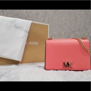 Michael Kors Mott Chain Shoulder Flap Leather Bag
